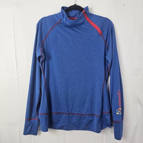 Knights Apparel Tops - Kansas Jayhawks Pullover Womens L Blue 1/4 Zip Performance NCAA Knights Apparel